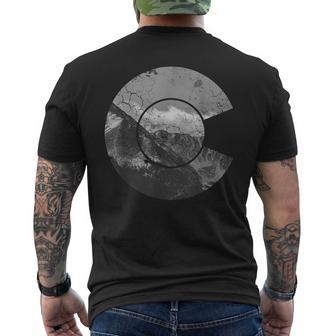 Colorado Mountains Flag Vintage Distressed Men's T-shirt Back Print | Mazezy