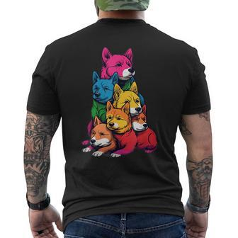 Colorful Lgbt Pride Swedish Vallhund Dog Pile Mens Back Print T-shirt | Mazezy