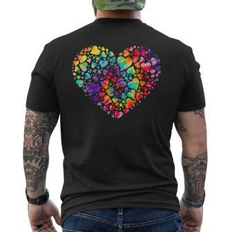 Colorful Tye Dye Die Tie Heart Valentine's Day Men's T-shirt Back Print | Mazezy