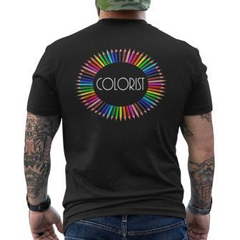 Colorist Color Pencils Adult Coloring Men's T-shirt Back Print | Mazezy