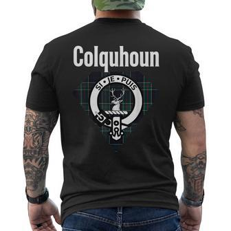 Colquhoun Clan Scottish Name Coat Of Arms Tartan Mens Back Print T-shirt | Mazezy