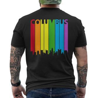 Columbus Skyline Lgbt Pride Mens Back Print T-shirt | Mazezy