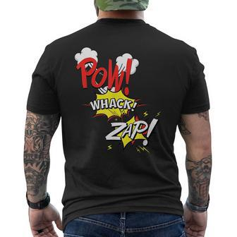 Comic Book Effect Pow Whack Zap Mens Back Print T-shirt | Mazezy