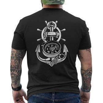 Compass Anchor Sring Wheel Mens Back Print T-shirt | Mazezy