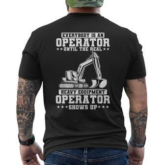 Construction Worker Excavator Heavy Equipment Operator Construction Funny Gifts Mens Back Print T-shirt | Mazezy