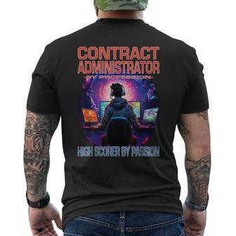 Contract Administrator Gamer Fun Pun Gaming Men's T-shirt Back Print | Mazezy