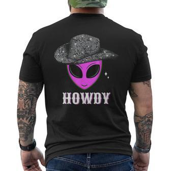 Cool Cowboy Hat Alien Howdy Space Western Disco Theme Men's T-shirt Back Print - Seseable