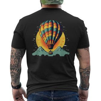 Cool Hot Air Balloon With Mountains Mens Back Print T-shirt | Mazezy