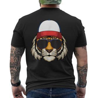 Cool Tiger Sunglasses Cap Vintage Tiger Lovers Men's T-shirt Back Print - Monsterry