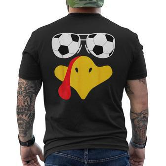 Cool Turkey Face With Soccer Sunglasses Thanksgiving Men's T-shirt Back Print - Seseable
