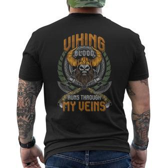 Cool Viking Blood Runs Through My Veins Men's T-shirt Back Print - Seseable