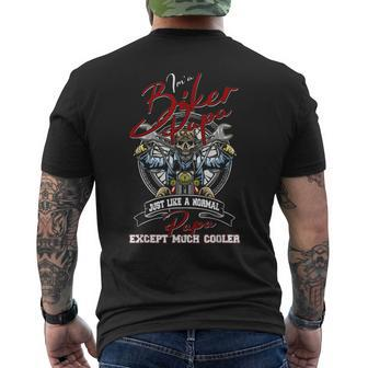 Cooler Biker Papa Grandpa Daddy Love Ride Motorcycle Men's Back Print T-shirt | Mazezy