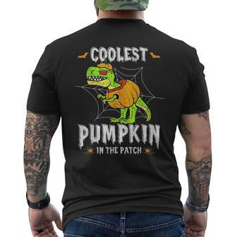 Coolest Pumpkin In The Patch Dinosaur Halloween Vintage Pumpkin Funny Gifts Mens Back Print T-shirt | Mazezy