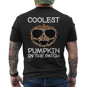 Coolest Pumpkin In The Patch Funny Vintage Halloween Leopard Pumpkin Funny Gifts Mens Back Print T-shirt | Mazezy