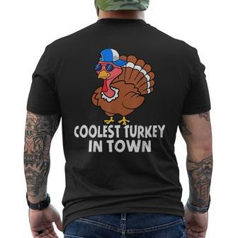 Coolest Turkey In Town Turkey Thanksgiving Boys Men's T-shirt Back Print - Seseable