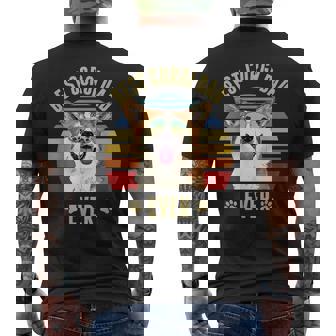 Corgi Best Dog Dad Ever Retro Sunset Beach Vibe Mens Back Print T-shirt | Mazezy