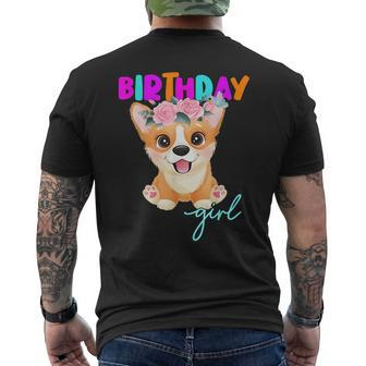 Corgi Birthday Girl Corgi Dog Lovers Mens Back Print T-shirt | Mazezy