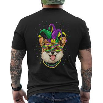 Corgi Dog Lover Cute Mardi Gras Carnival Jester Mens Back Print T-shirt | Mazezy