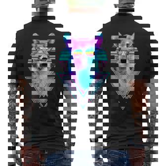 Corgi Dog With Sunglasses Vintage Retro Vaporwave Beach Vibe Mens Back Print T-shirt | Mazezy