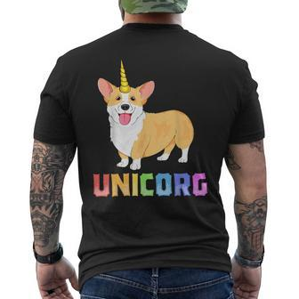 Corgi For Kids Girls Unicorg Unicorn Corgicorn Dog Mens Back Print T-shirt | Mazezy