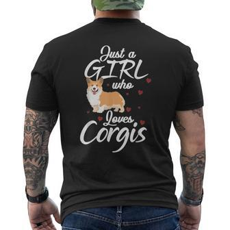 Corgi Girl Corgi Lovers Corgi Just A Girl Who Loves Corgis Mens Back Print T-shirt | Mazezy