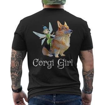 Corgi Girl Funny Pembroke Welsh Corgi Fairy Retro Dog Lover Mens Back Print T-shirt | Mazezy