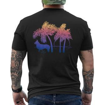 Corgi Ombre Beach Sunrise Mens Back Print T-shirt | Mazezy