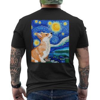 Corgi Starry Night Art Dog Art Corgi Owner Corgi Men's T-shirt Back Print - Seseable