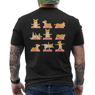 Corgi Yoga -Yoga Corgi Dog On Mat-Cool Gifts Mens Back Print T-shirt | Mazezy
