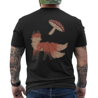 Cottagecore Fox Mushroom Aesthetic Mycology Goblincore Mens Back Print T-shirt - Monsterry