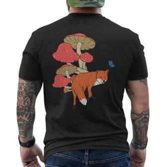Cottagecore Fox Mushroom Animal Forest Mens Back Print T-shirt - Monsterry DE