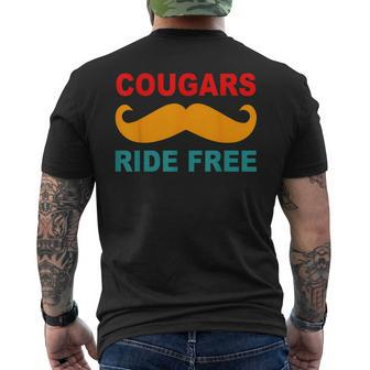 Cougars Ride Free Mustache Rides Cougar Bait Vintage Men's T-shirt Back Print | Mazezy AU