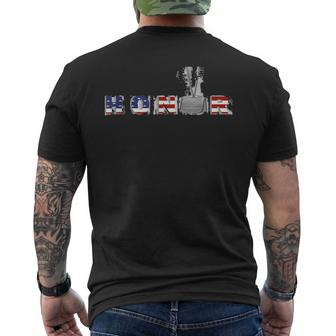 Country Pride And Honor With American Flag Dog Tag Mens Back Print T-shirt | Mazezy