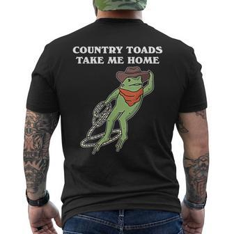 Country Toads Take Me Home Cowboy Frog Western Men's T-shirt Back Print - Seseable