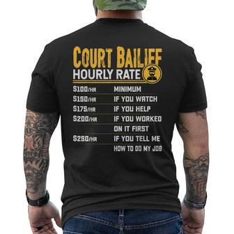Court Bailiff Hourly Rate Court Inspector Men's T-shirt Back Print | Mazezy
