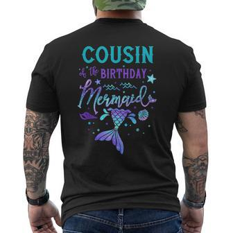 Cousin Of The Birthday Mermaid Theme Party Squad Security Mens Back Print T-shirt - Seseable