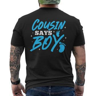 Cousin Says Boy Gender Reveal Team Boy Pregnancy Cousins Men's T-shirt Back Print | Mazezy