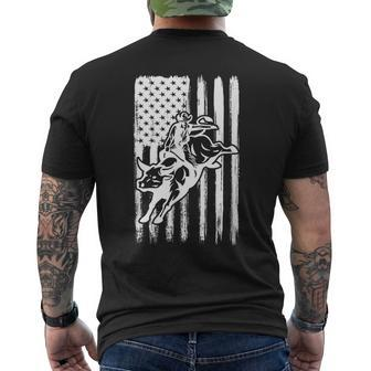 Cowboy Bull Rider - Us American Flag Rodeo Bull Riding Rodeo Funny Gifts Mens Back Print T-shirt | Mazezy