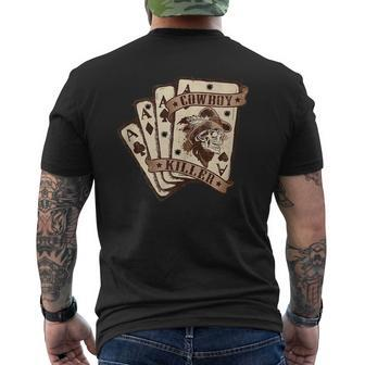 Cowboy Killers Retro Playing Cards Western Cowboy Skeleton Mens Back Print T-shirt | Mazezy