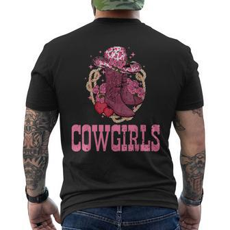 Cowgirls Pink Cowboy Hat Boots Western Cowgirls Rodeo Rodeo Funny Gifts Mens Back Print T-shirt | Mazezy