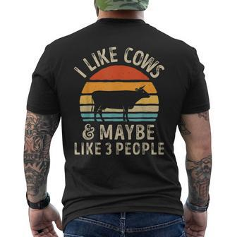 I Like Cows And Maybe Like 3 People Cow Farm Farmer Retro Men's Back Print T-shirt | Mazezy