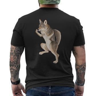 Coyote Playing The Harmonica Men's T-shirt Back Print | Mazezy
