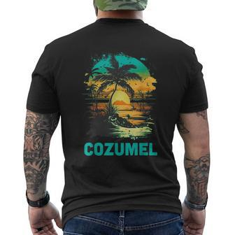 Cozumel Mexico Tropical Sunset Beach Souvenir Vacation Mens Back Print T-shirt - Seseable