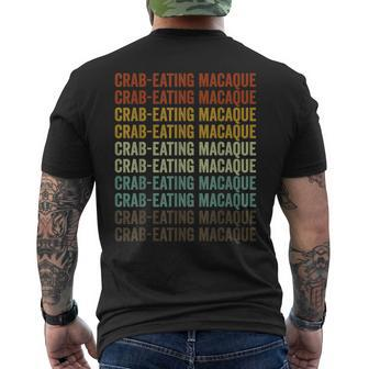 Crab-Eating Macaque Retro Men's T-shirt Back Print | Mazezy