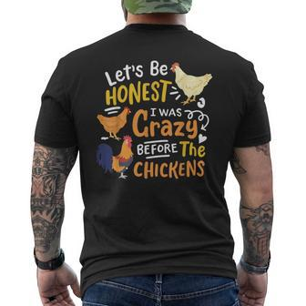Crazy Chicken Lady Lets Be Honest I Was Crazy Before Mens Back Print T-shirt | Mazezy
