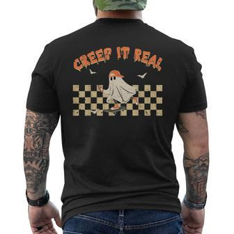 Creep It Real Ghost Boys Halloween Sweating Sucks Skeleton IT Funny Gifts Mens Back Print T-shirt | Mazezy