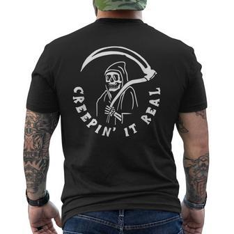 Creepin It Real Grim Reaper Halloween Men's T-shirt Back Print - Seseable