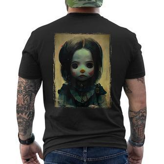 Creepy Halloween Goth Horror Doll Halloween Men's T-shirt Back Print | Mazezy