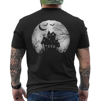 Creepy Horror House Scary Full Moon Halloween Halloween Men's T-shirt Back Print | Mazezy