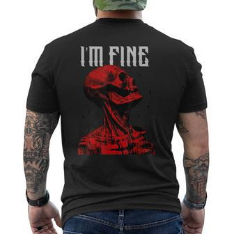Creepy Horror Sklett With Bloody Skull I'm Fine Halloween Halloween Men's T-shirt Back Print | Mazezy